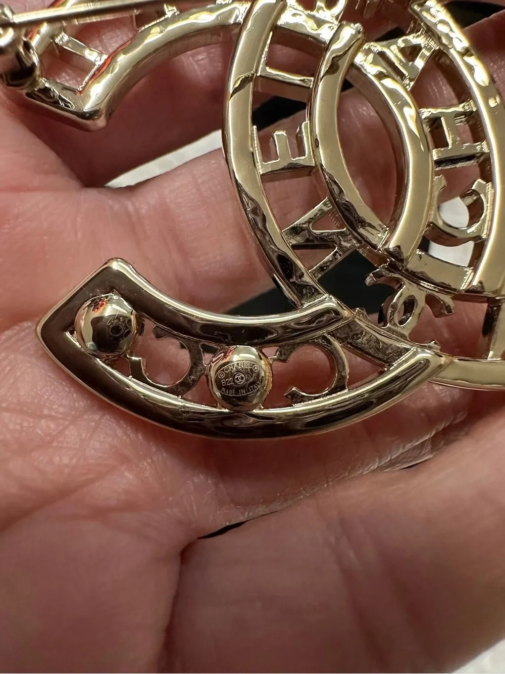 CHANEL Gold Pearl & Crystal CC Logo Brooch and Earrings